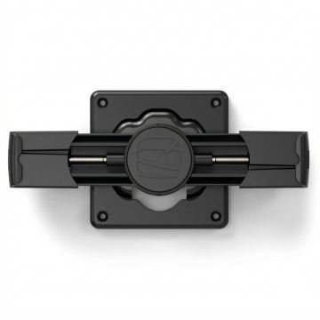 Vue de dessus du support mural Compulocks Cling pour tablettes, noir, avec mécanisme ouvert pour le montage de la tablette.