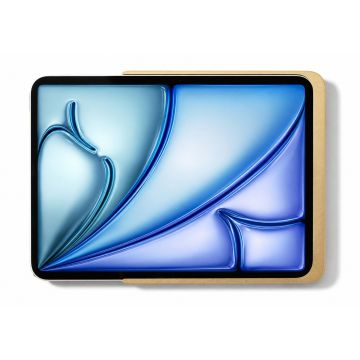 Vue de dessus du support mural Displine Dame Wall Home 2.0 avec iPad Air 10,9 pouces, visible dans une finition dorée.