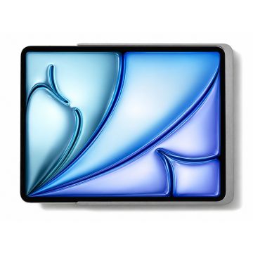 Vue détaillée du support mural Displine Dame Wall Home 2.0 avec un iPad Air 13 pouces, mettant en valeur la finition en titane et le design élégant.