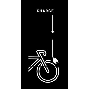 Représentation technique de l'autocollant Lockeel plot avec indication de charge pour les batteries de vélo.