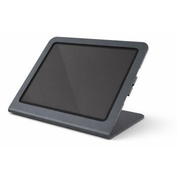 Vue latérale du support de tablette Heckler Design Windfall pour iPad Air 13 pouces, en position réglable.