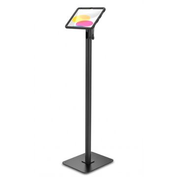 Vue latérale du support de sol pour tablette Compulocks Swift Magnetix avec une tablette en cours d'utilisation.