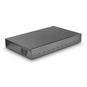 Vue arrière du hub de chargement Torvik OLH-10 USB-C avec 10 ports et grille de ventilation.