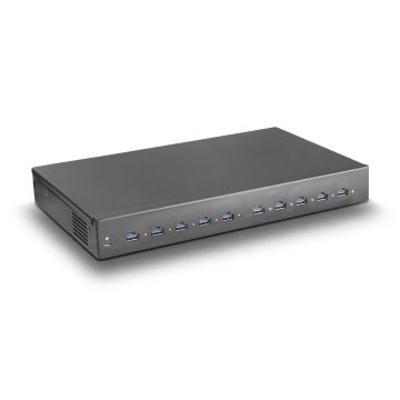 Vue latérale du hub de chargement Torvik OLH-DC-10 avec 10 ports USB, dans une finition moderne.