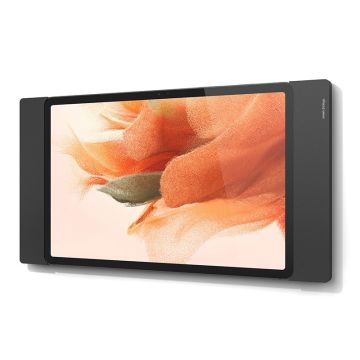 Support mural noir Smart Things sDock Fix pour Samsung Galaxy Tab S9, monté au mur avec une tablette visible.