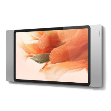 Vue latérale du support mural Smart Things sDock Fix pour Samsung Galaxy Tab S11, monté au mur en argent.