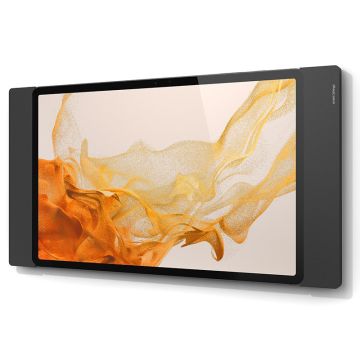 Support mural Smart Things sDock Fix pour Samsung Galaxy Tab S10+ avec tablette fixée au mur, vue latérale.