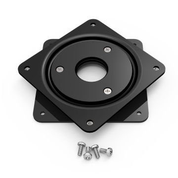 Vue de dessus de la plaque rotative Compulocks VESA100 en noir avec vis de montage.