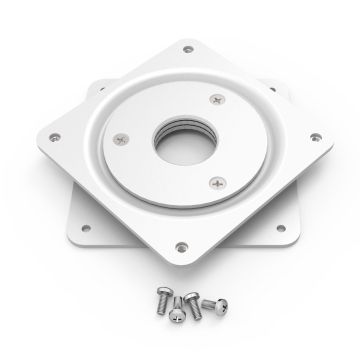 Vue détaillée de la plaque rotative Compulocks VESA100 en blanc avec vis de montage.