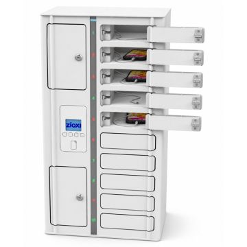 Zioxi onView smartphone USB-A casier de chargement incl. câbles USB-A 3-en-1 pour 10 smartphones - MiFare RFID